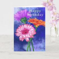 Gerbera Daisies Happy Birthday Card