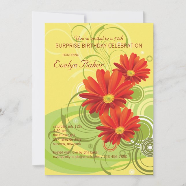 Gerbera Daisies Invitation (Front)