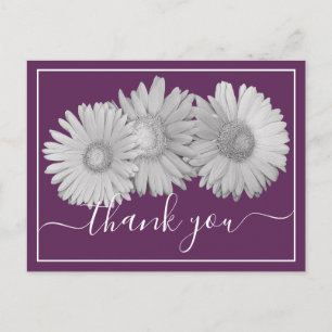 Gerbera Daisies Purple Background Thank You Postcard