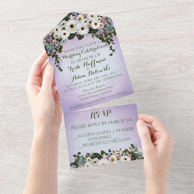 Gerbera Daisies Swag Wedding All In One Invitation (Tearaway)