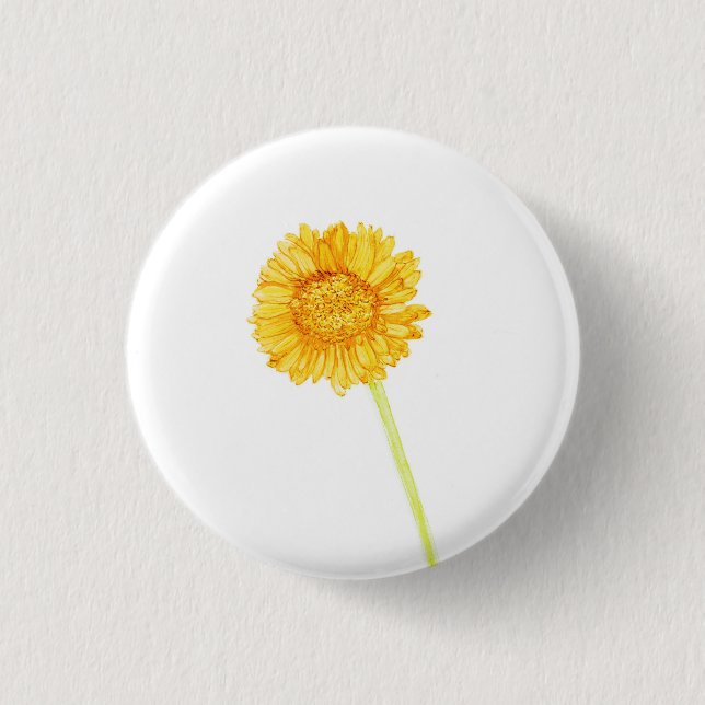 Gerbera daisy 3 cm round badge (Front)