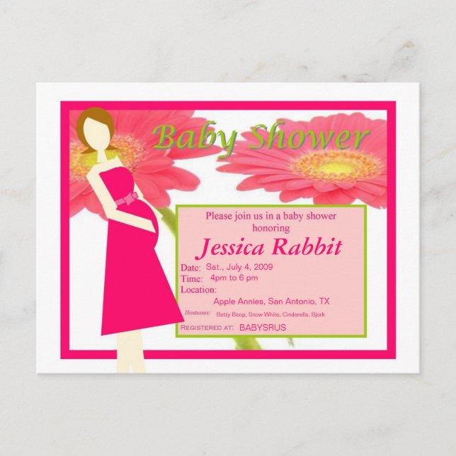 Gerbera Daisy Baby Shower Invite (Front)