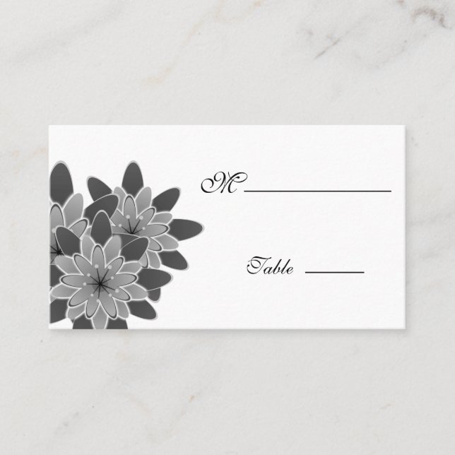 Gerbera Daisy Black white Place Card for Occasion (Front)