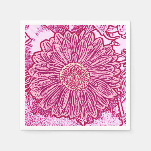 Gerbera Daisy Block Print - shades of pink Napkin