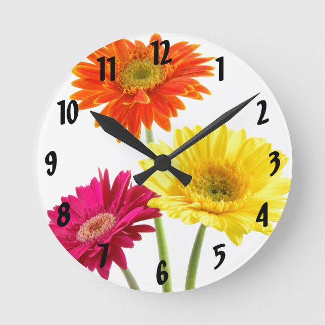 Gerbera Daisy Delight Round Clock (Front)