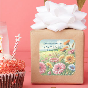 Gerbera Daisy Field & Quote Square Sticker