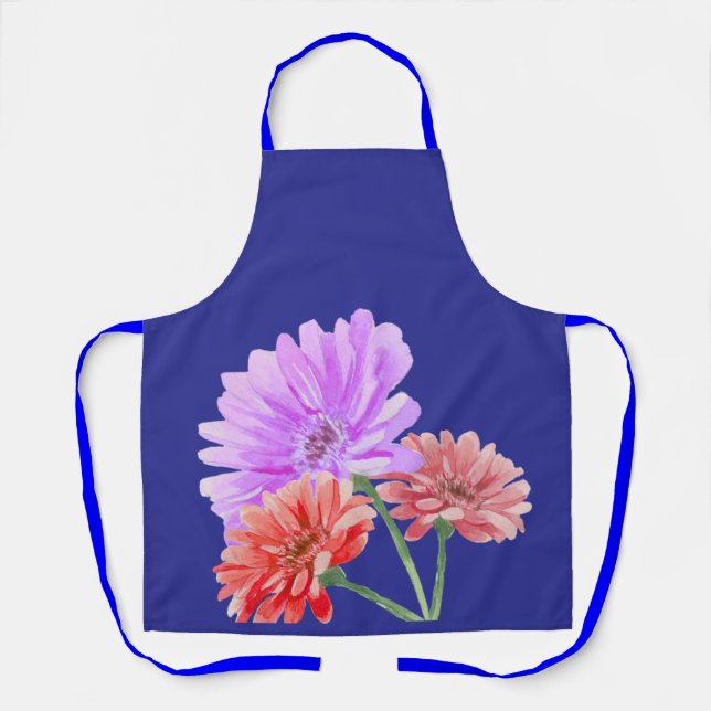 Gerbera Daisy Floral Kitchen Apron (Front)