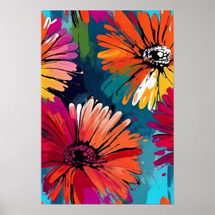 Gerbera Daisy Flower Abstract Art Floral Colorful  Poster