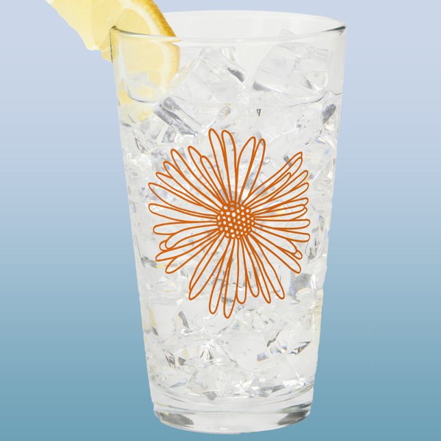 Gerbera Daisy Flower Glass (Gerbera daisy drawing glass tumbler)