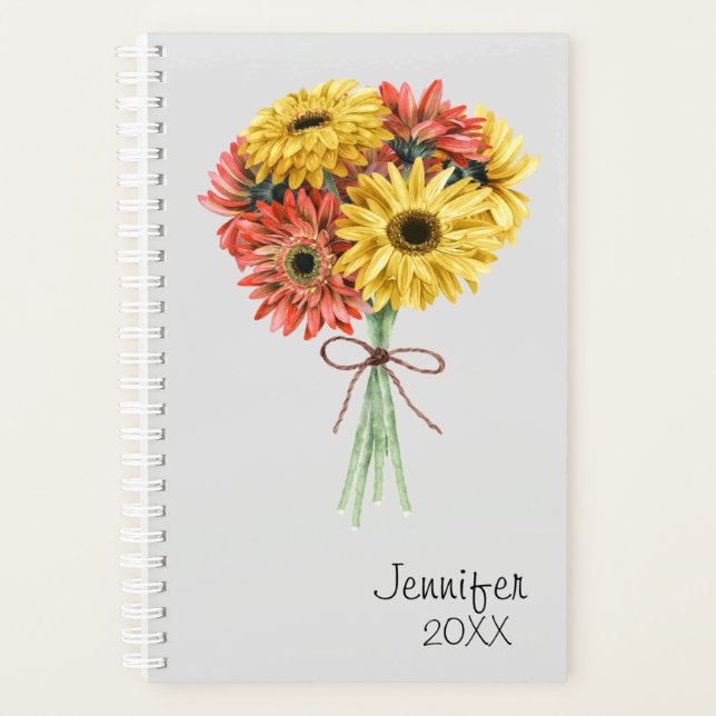 Gerbera Daisy Flower Personalised Custom Planner (Front)