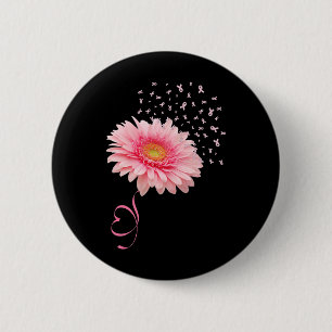 Gerbera Daisy Flower Ribbon Pollen Breast Cancer M 6 Cm Round Badge