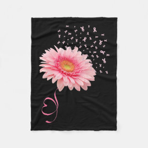 Gerbera Daisy Flower Ribbon Pollen Breast Cancer M Fleece Blanket