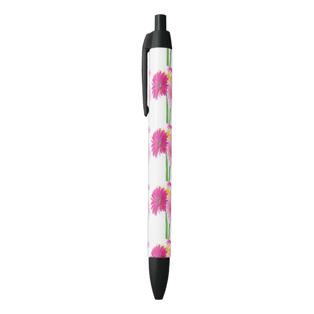 Gerbera Daisy Flowers Black Ink Pen (Top (Vertical))
