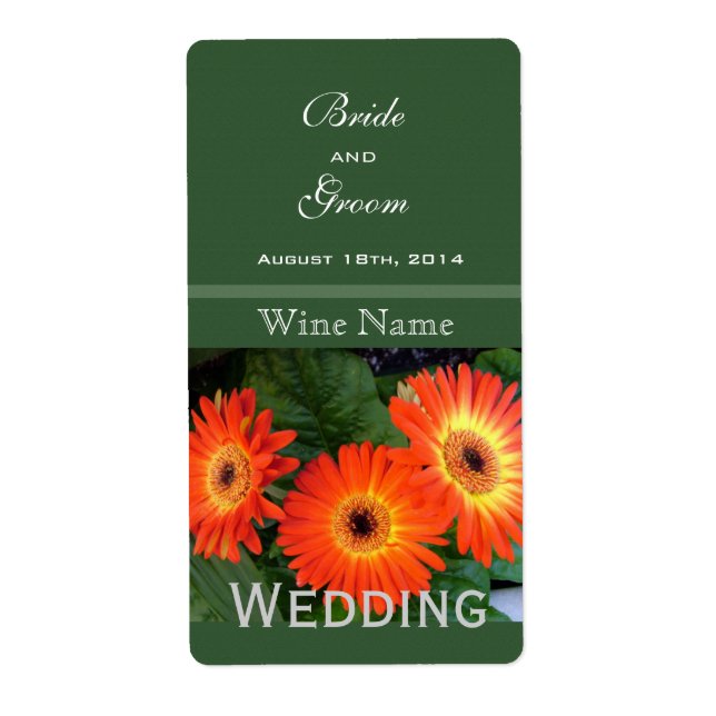 Gerbera daisy flowers floral green wedding wine (Front)