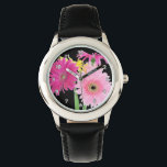 Gerbera Daisy Flowers Watch<br><div class="desc">Gerbera daisies in pink bouquet with a yellow daisy splash are beautiful flowers for holidays,  weddings and special occasions.</div>