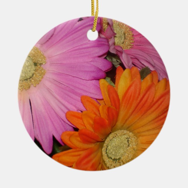 Gerbera Daisy Garden Ceramic Ornament (Front)