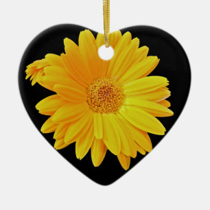 Gerbera Daisy (Gerbera hybrida) - Yellow Ceramic Tree Decoration