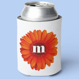 Gerbera Daisy Monogram Initial Can Cooler