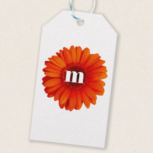 Gerbera Daisy Monogram Initial Gift Tags