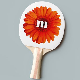 Gerbera Daisy Monogram Initial Ping Pong Paddle