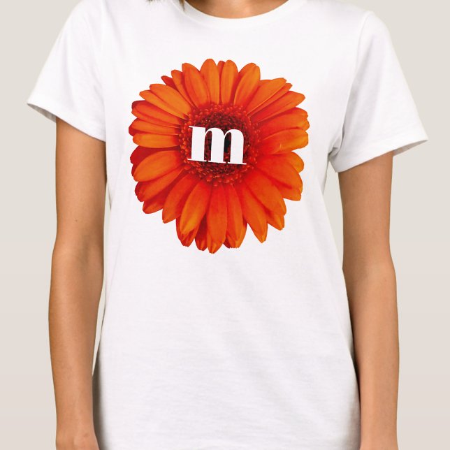 Gerbera Daisy Monogram Initial T-Shirt (Creator Uploaded)