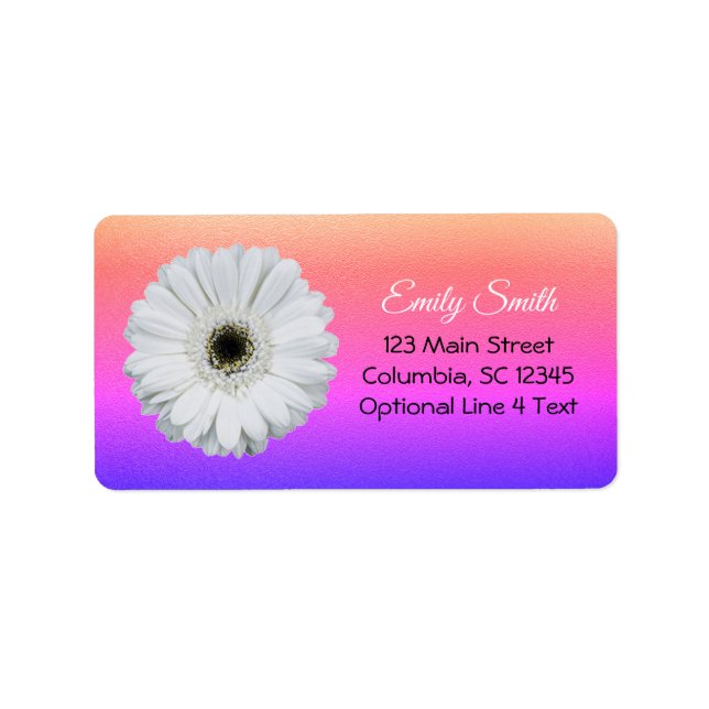 Gerbera Daisy on Ombre Rainbow Glitter | Bookplate Label (Front)