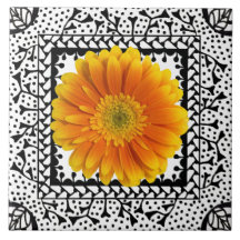 Gerbera Daisy Orange Tile