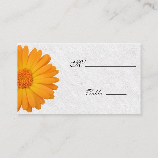 Gerbera Daisy Orange white Place Card for Occasion (Front)