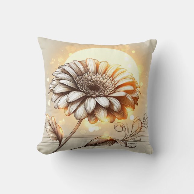 Gerbera Daisy Pillow for Garden-Inspired Comfort (Front)