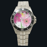 Gerbera Daisy Pink Watch<br><div class="desc">Gerbera daisies in pink bouquet with a yellow daisy splash are beautiful flowers for holidays,  weddings and special occasions.</div>