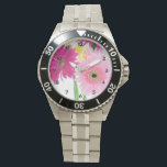 Gerbera Daisy Pink Watch<br><div class="desc">Gerbera daisies in pink bouquet with a yellow daisy splash are beautiful flowers for holidays,  weddings and special occasions.</div>