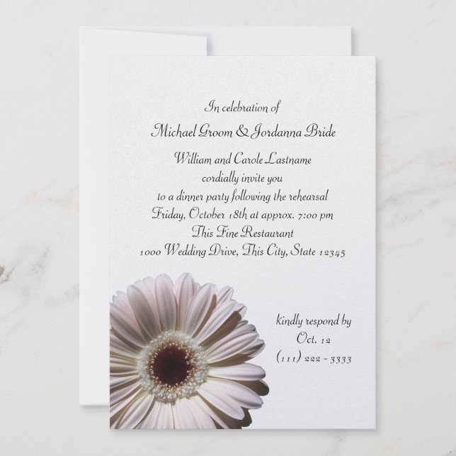 Gerbera Daisy Rehearsal Dinner Invitation (Front)