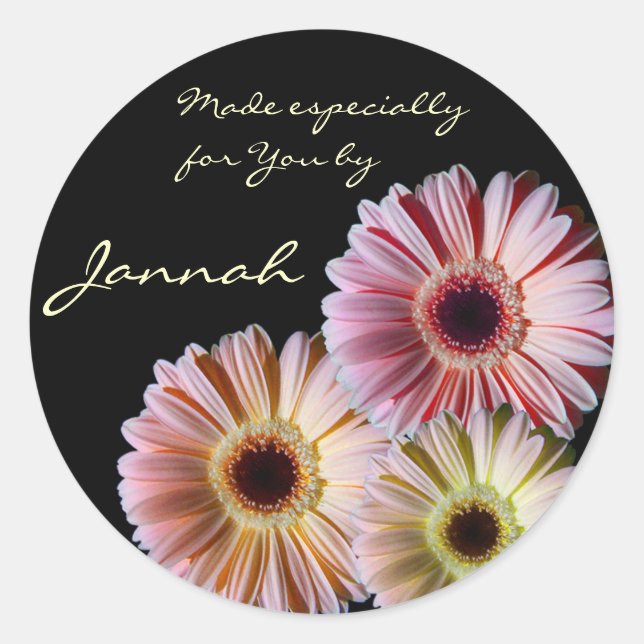 Gerbera Daisy Trio Classic Round Sticker (Front)