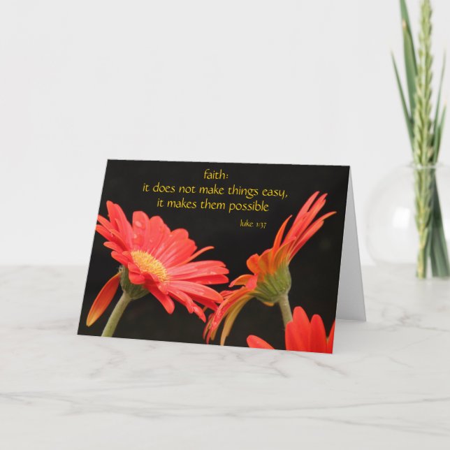 Gerbera Daisy, w Scripture verse on Faith (Luke) Card (Front)