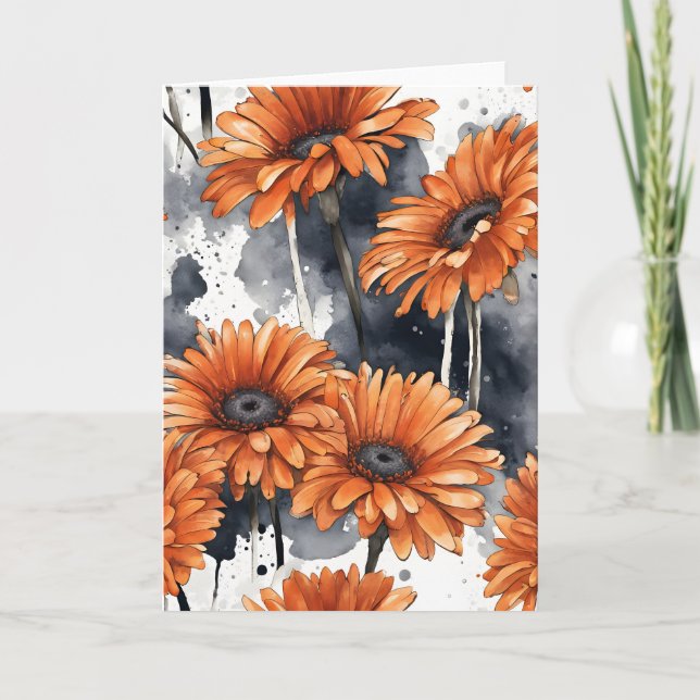 Gerbera Daisy - Watercolor flowers Card (Front)