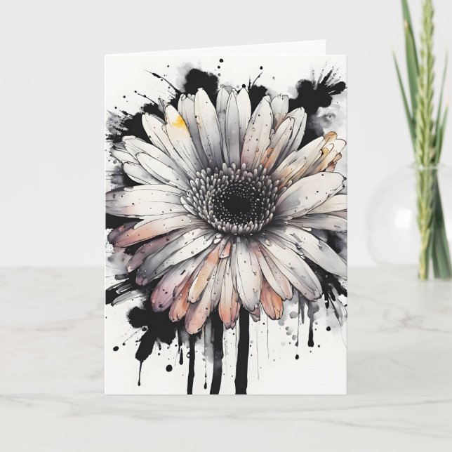 Gerbera daisy - Watercolor flowers Card (Front)