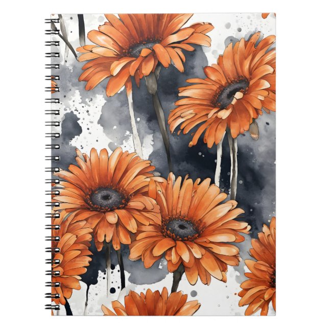 Gerbera Daisy - Watercolor flowers Notebook (Front)