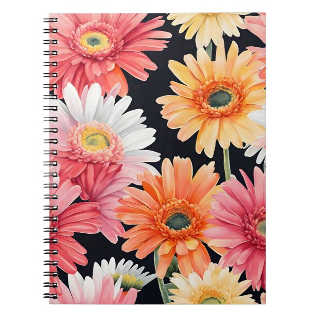 Gerbera Daisy - Watercolor flowers Notebook (Front)