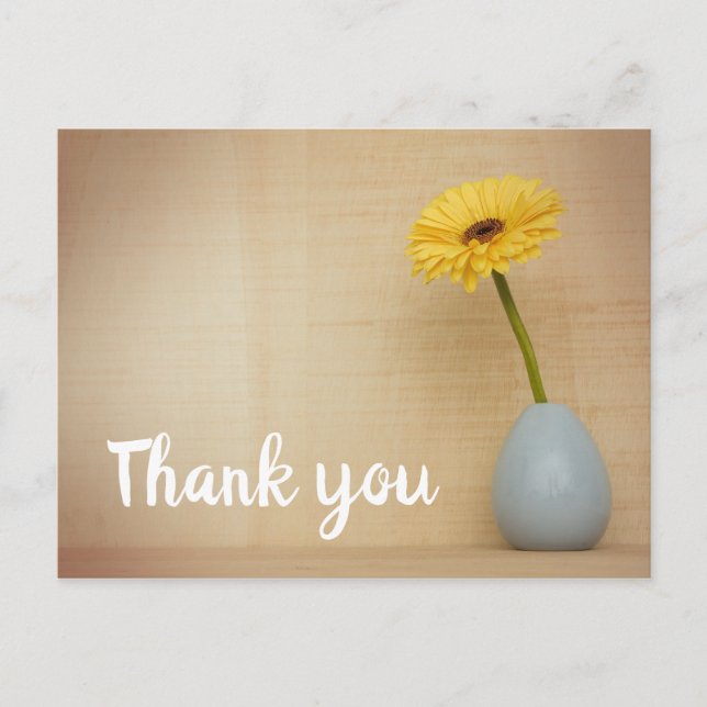 Gerbera Daisy Yellow Spring Flower Thank You Postcard (Front)