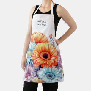Gerbera flowers custom text white  apron