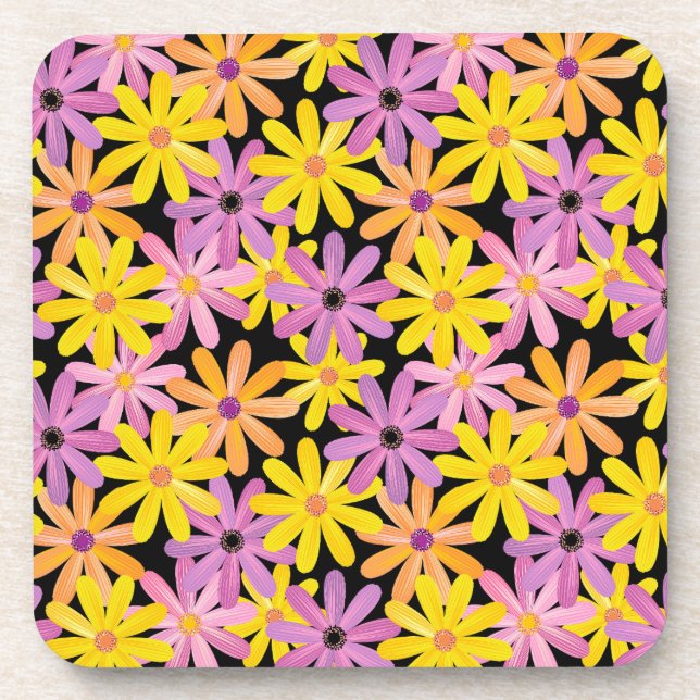 Gerbera flowers pattern, background coaster (Front)