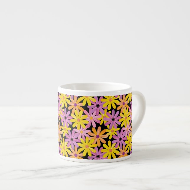 Gerbera flowers pattern, background espresso cup (Front Right)