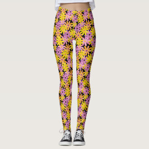 Gerbera flowers pattern, background leggings