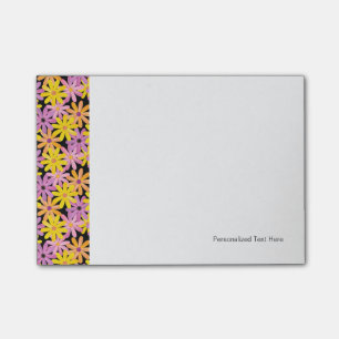 Gerbera flowers pattern, background post-it notes