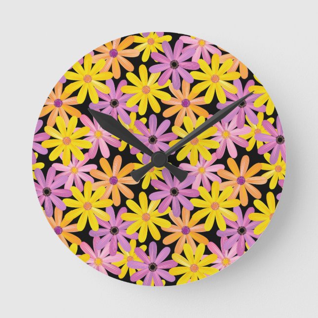 Gerbera flowers pattern, background round clock (Front)
