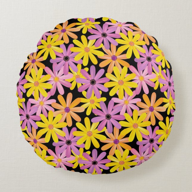 Gerbera flowers pattern, background round cushion (Front)