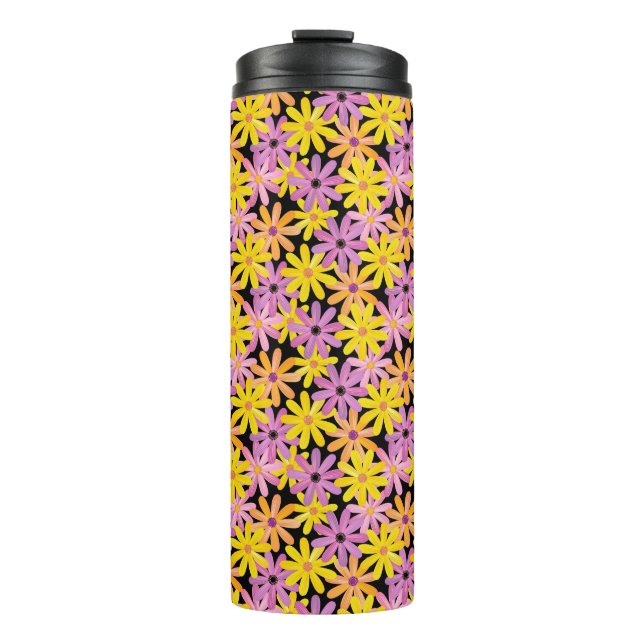 Gerbera flowers pattern, background thermal tumbler (Front)