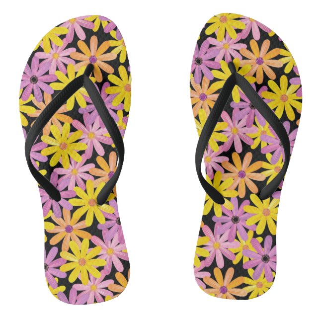 Gerbera flowers pattern, background thongs (Footbed)