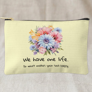Gerbera flowers positive words yellow accessory pouch