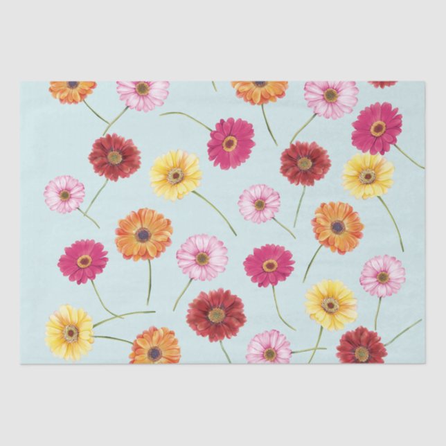 Gerbera,pink,red,orange,yellow wrapping tissue paper (Front)